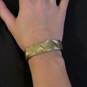 Detailed silver slip on bracelet